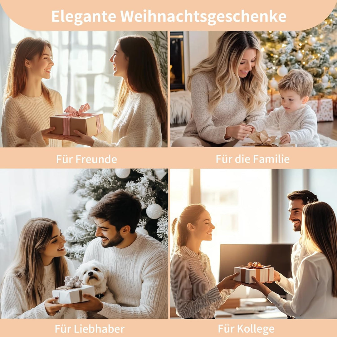 NUPTIO Weihnachtsdeko Holz Rentier Fensterbank - 30cm Höhe 2 Stück LED Dekosäule Holzdeko Weihnachte