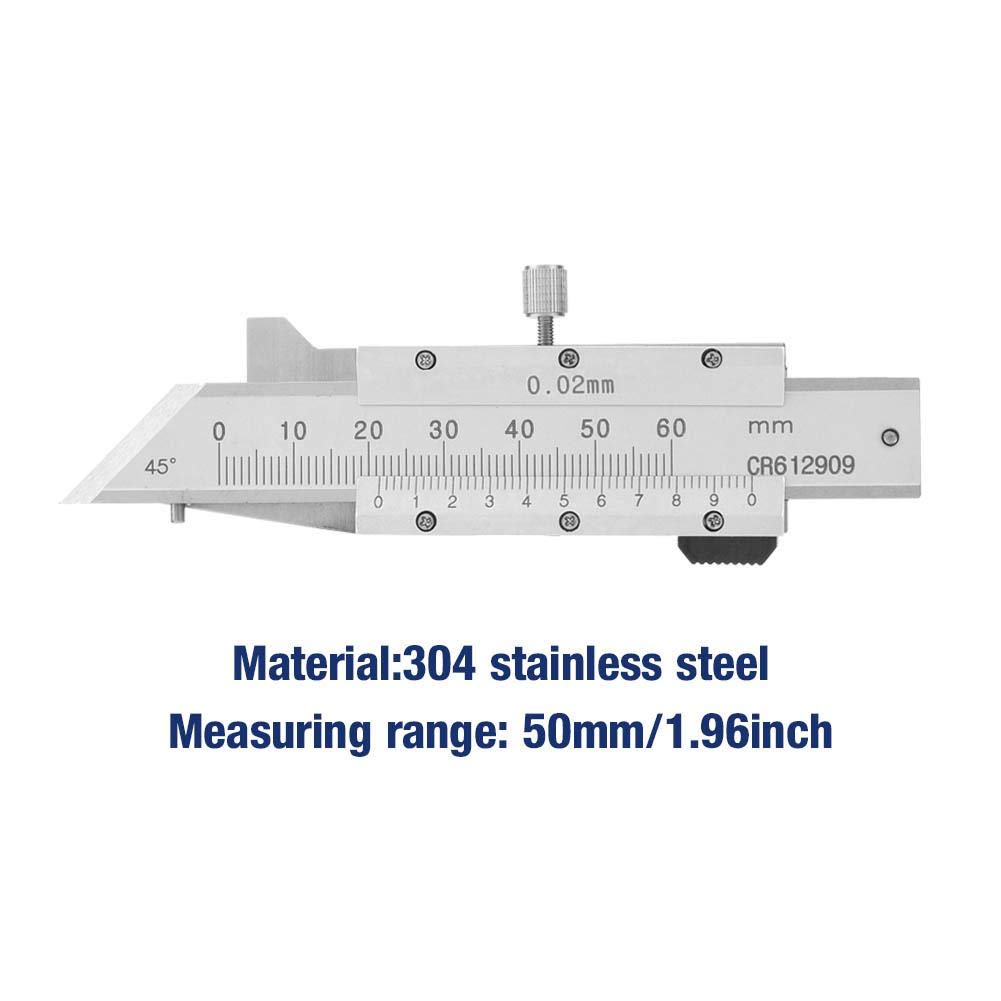 Fasenlehre, 0-50 mm Fasenmessschieber, Edelstahl Fasenlehre für die Mechanische Fertigung, Glasbearb