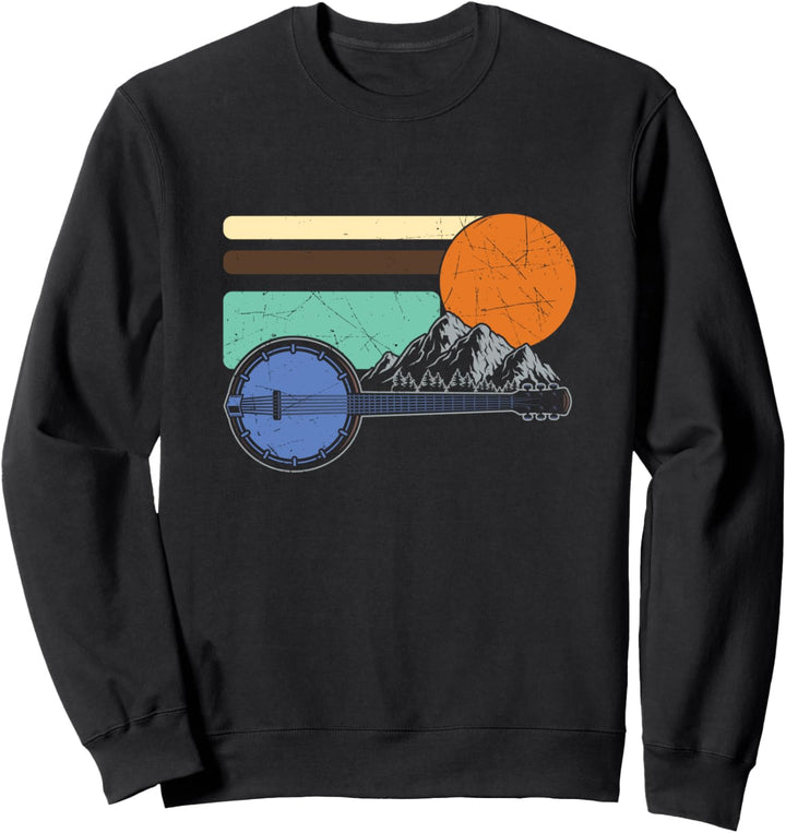 Retro Banjo Vintage Banjospieler Berge Natur Camping Musik Sweatshirt