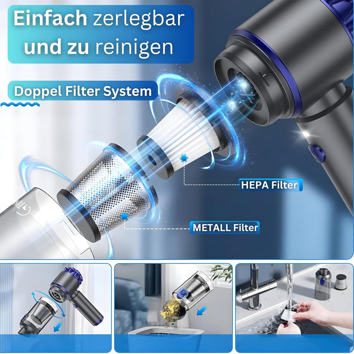 Steinborg® Handstaubsauger Akku 7in1 Handsauger kabellos mit Blasfunktion Starke Saugkraft 16000Pa A