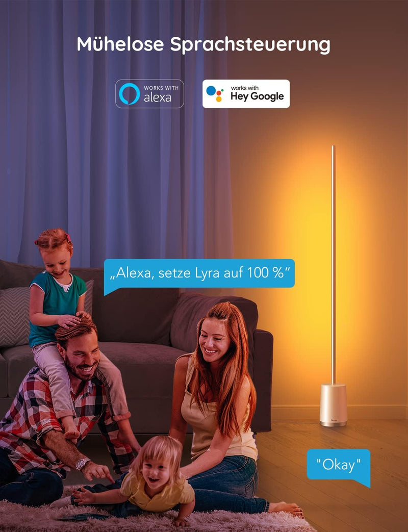 Govee LED Stehlampe Smart, WiFi RGBIC Standleuchte dimmbar funktioniert mit Alexa und Google Assista