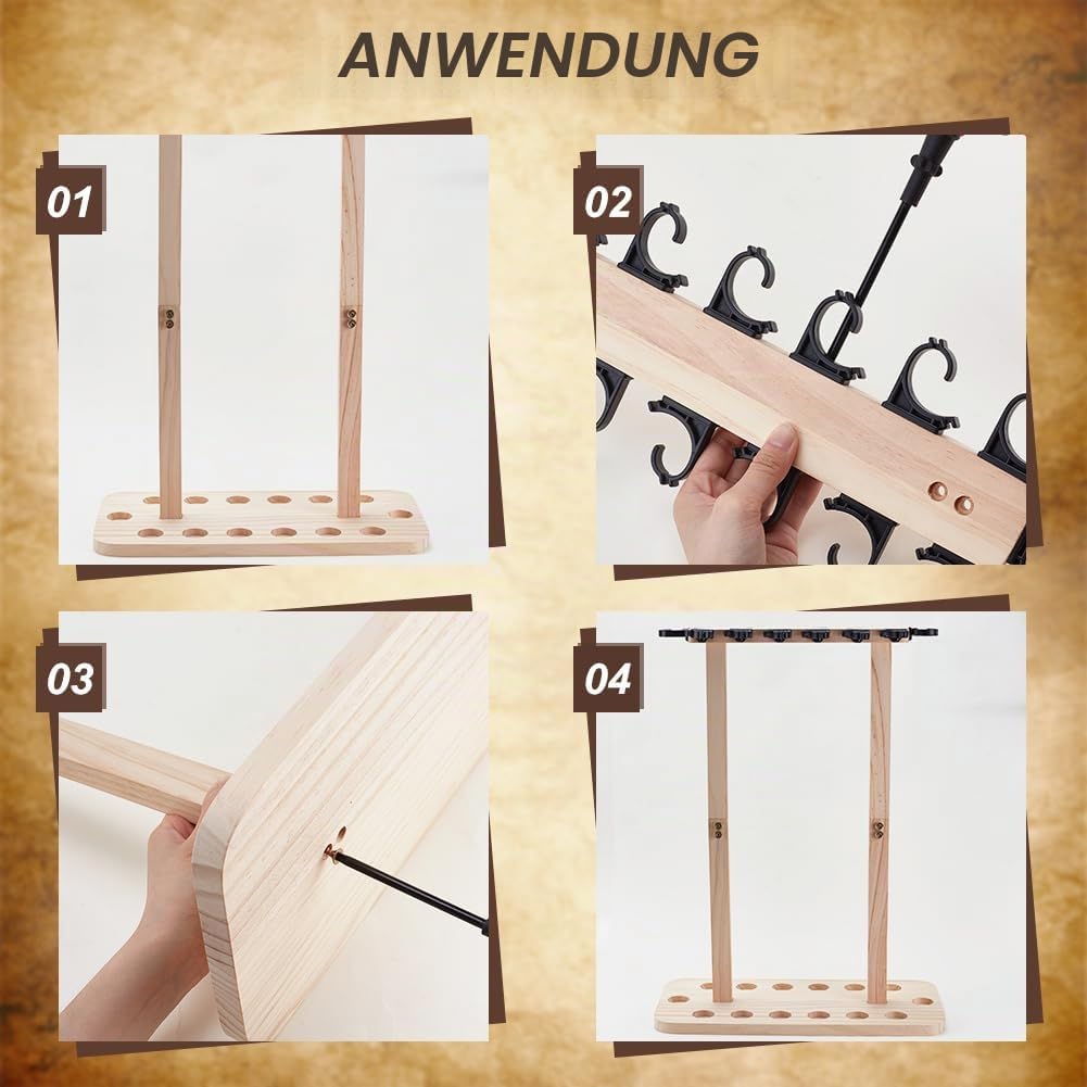 UNICRAFTALE Angelruten Aufbewahrungsregale Für Bis Zu 14 Rute Holz Bodenständer Angelrutenhalter Für