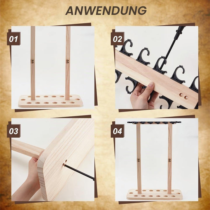 UNICRAFTALE Angelruten Aufbewahrungsregale Für Bis Zu 14 Rute Holz Bodenständer Angelrutenhalter Für