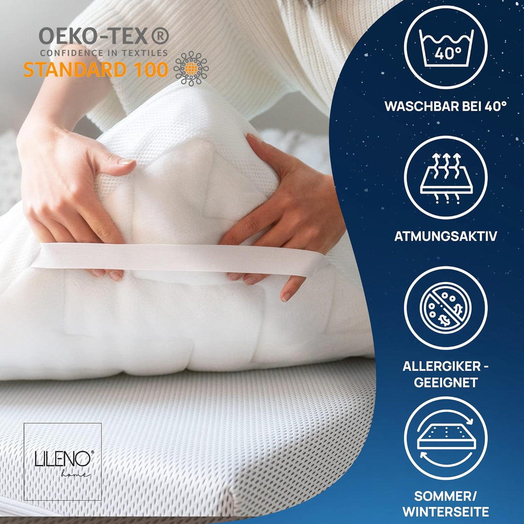 LILENO HOME Matratzentopper 90x200 cm - viscoelastischer Matratzen Topper aus Memory Foam (Dicke 8 c