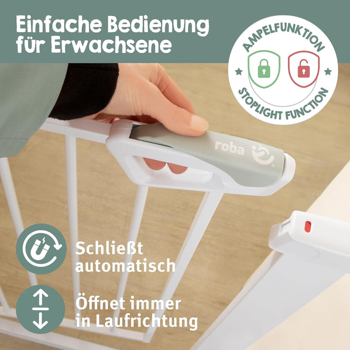 roba easySafe+ Tür- & Treppenschutzgitter aus Metall - Verstellbreite 75-82cm - Erweiterbar bis 110c