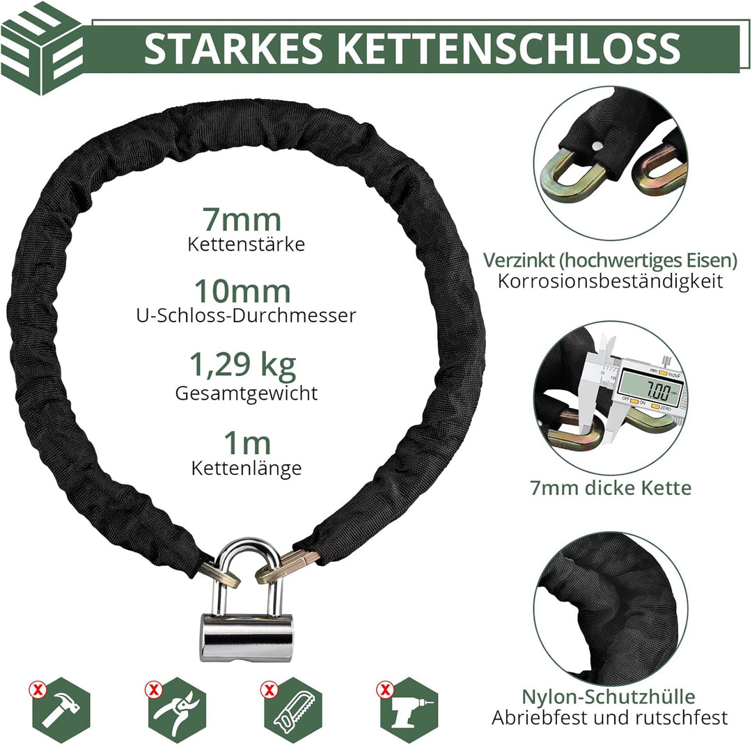 EYPINS Bremsscheibenschloss + Kettenschloss Set, 110db Scheibenschloss Bremsschloss Alarmanlage | ø7