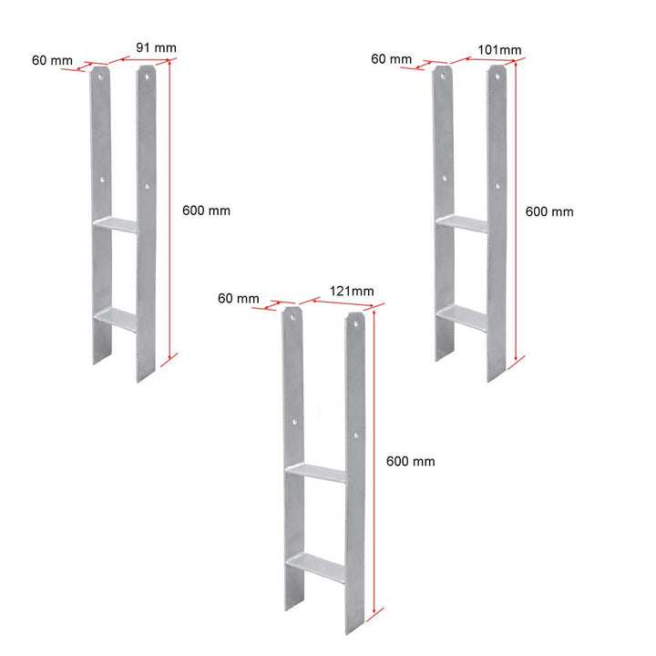 Herrselsam H-Anker Pfostenträger 600mm Länge, Materialstärke 4.7mm für stabile Holzkonstruktionen(6