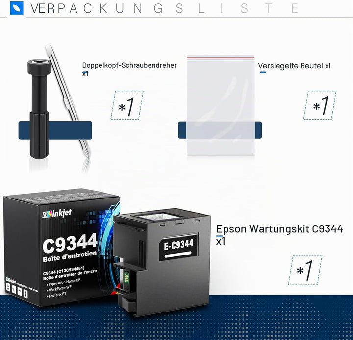 Wartungsbox C9344 kompatibel mit Epson WF-2820 XP-2100 XP-3100 XP-3105 XP-4100 XP-4105 XP-3150 XP-31