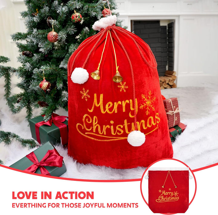 JOYIN Weihnachtsges sack 31" x 27", Weihnachtsmann-Sack mit Kordelzug für Indoor-Weihnachtsges-Dekor