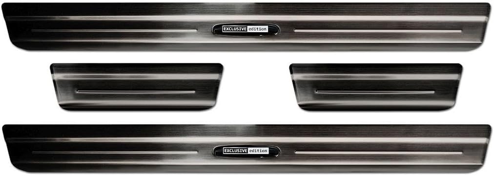 Black Inox door sill protectors compatible with Volkswagen Taigo 2021- 'Exclusive Edition' - 4-piece
