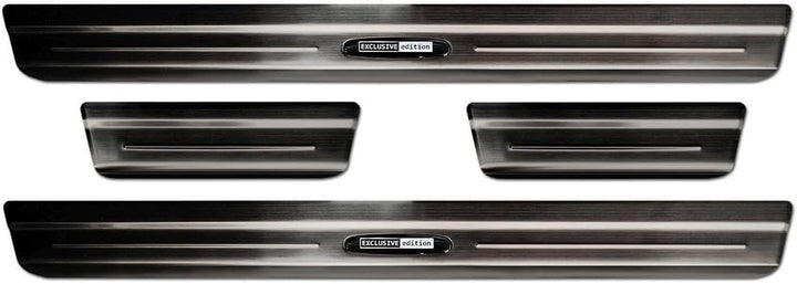 Black Inox door sill protectors compatible with Volkswagen Taigo 2021- 'Exclusive Edition' - 4-piece