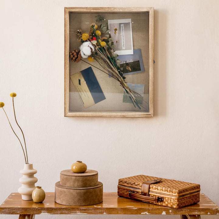 GraduationMall 33x40cm 3D Bilderrahmen Tief Holz Objektrahmen Türvitrine Schaukasten Retro,Ideal für