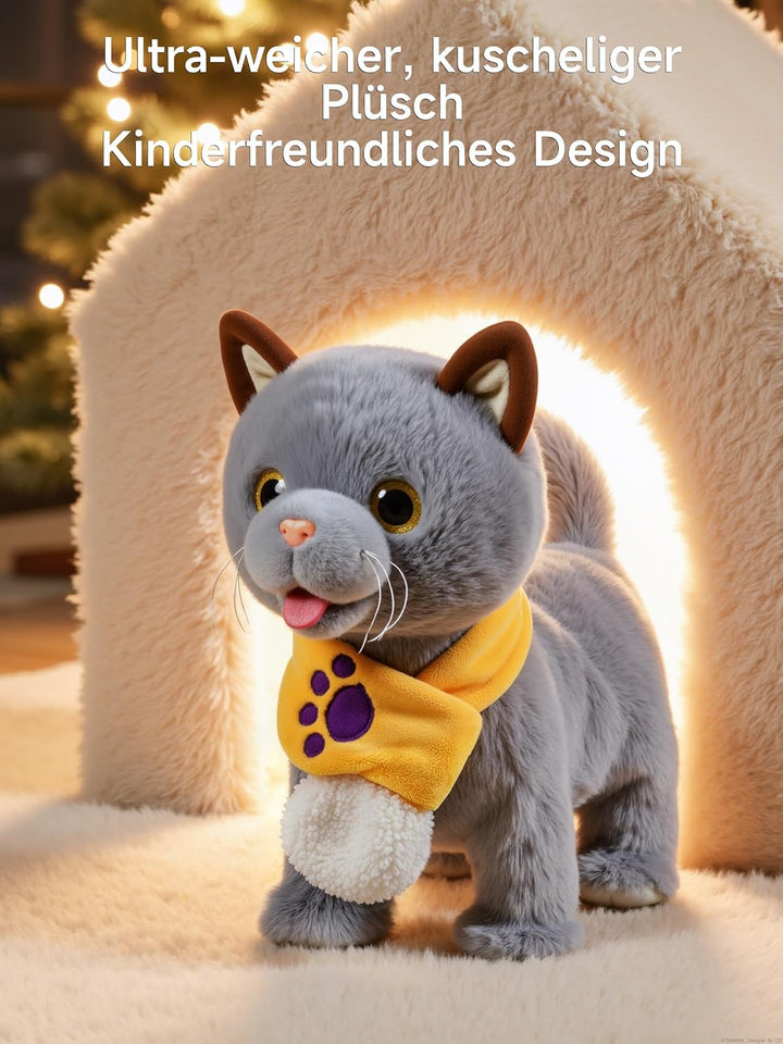 TUMAMA KIDS Interaktives Katze Spielzeug für Kinder Mit 6 Musik, Kuscheltier Kittens Mit Fernbedienu