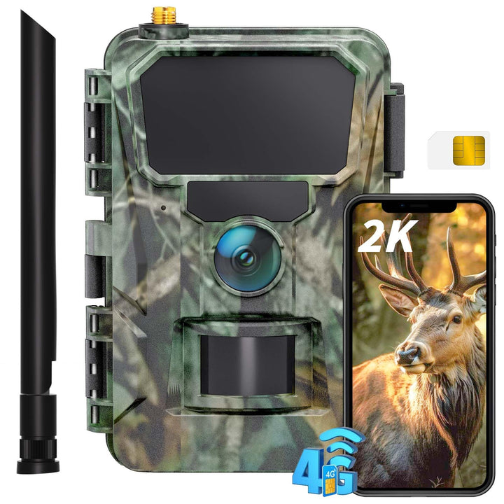 CEYOMUR 4G LTE Wildkamera mit Handyübertragung App, 2K HD Wildkamera mit SIM Karte mit 2.0" LCD-Bild