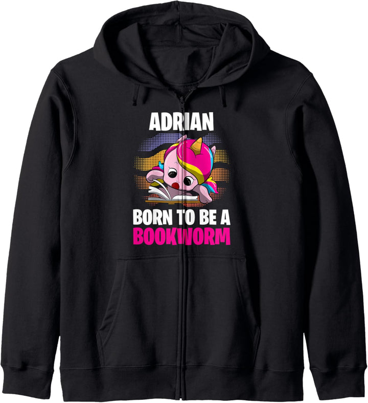 Adrian - Born To Be A Bookworm - Personalisiert Kapuzenjacke