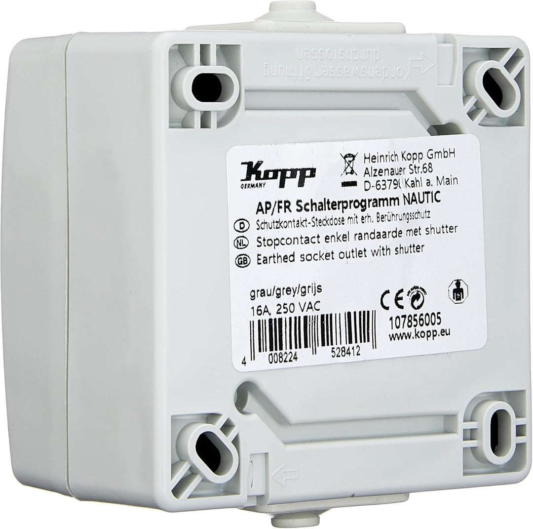 Kopp 150825001 NYM-J 3 x 1,5 mm² Feuchtraum-Kabel, 25 m-Ring & 107856005 Nautic Steckdose für Feucht