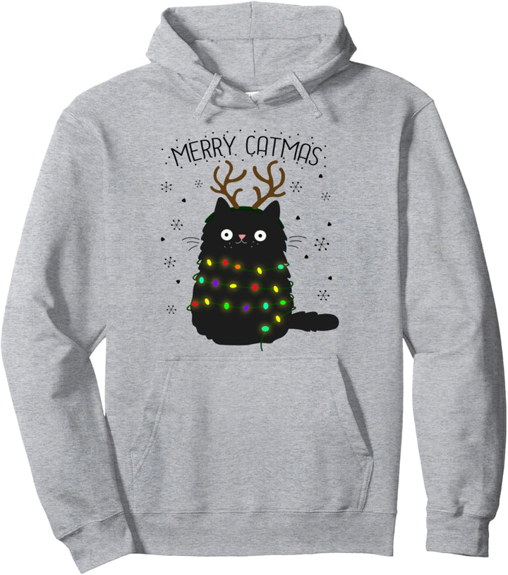 Merry Catmas Geschenkidee Rentier Katze Motiv zu Weihnachten Pullover Hoodie