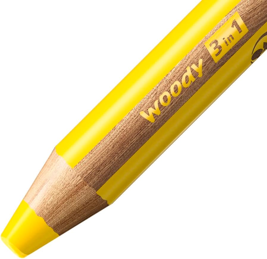 Buntstift, Wasserfarbe & Wachsmalkreide - STABILO woody 3 in 1 - 18er Pack mit Spitzer - mit 18 vers