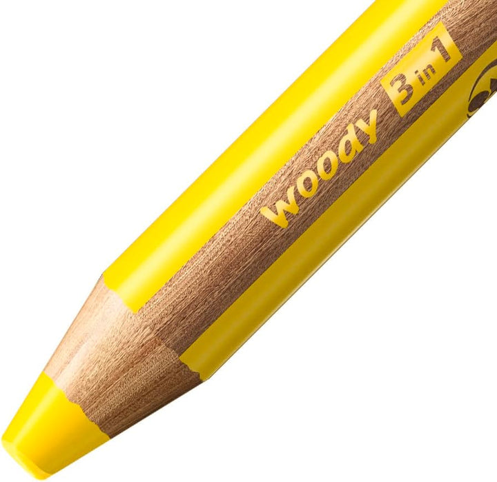 Buntstift, Wasserfarbe & Wachsmalkreide - STABILO woody 3 in 1 - 18er Pack mit Spitzer - mit 18 vers