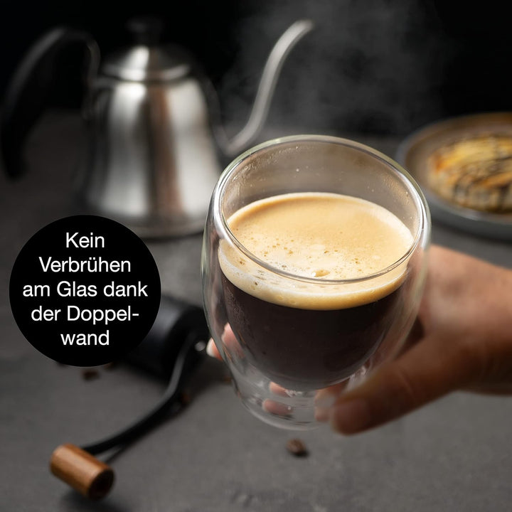 Moritz & Moritz Barista Milano 4 x 250 ml Cappuccino Gläser Doppelwandig – Doppelwandige Gläser für