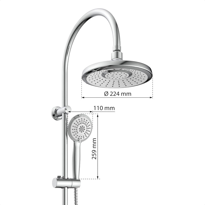 EISL Duschset SOMMERREGEN, Duschgarnitur mit Regendusche (Ø 220 mm) und Handbrause 3 Strahlarten, id