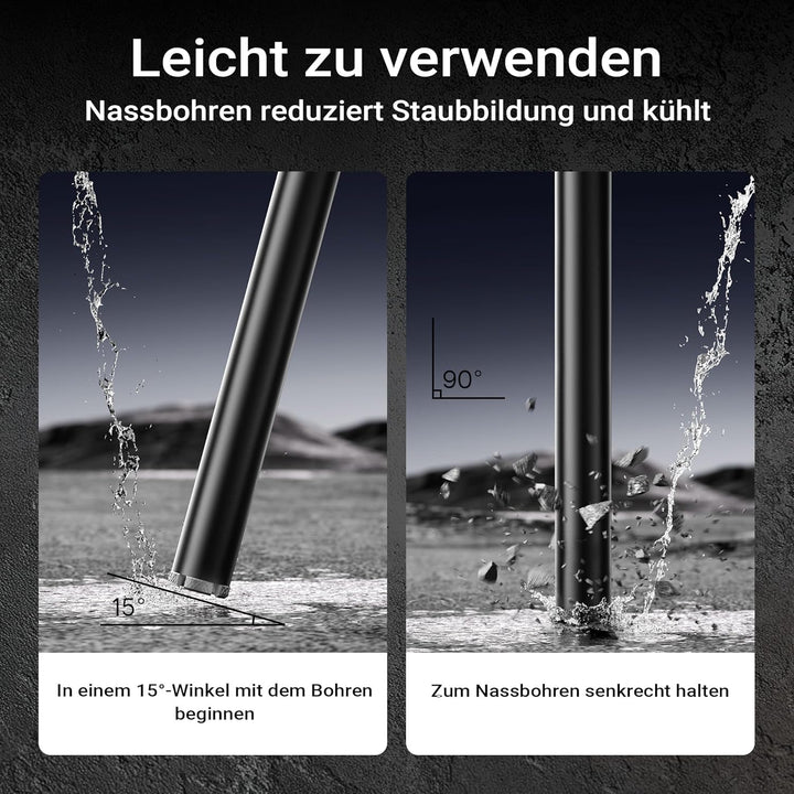 Wiltec Diamantbohrkrone Typ 2 (Mesh) Ø 52 mm, Bohrkrone 450 mm, 1¼ UNC Nassbohrkrone, Diamantbohrer