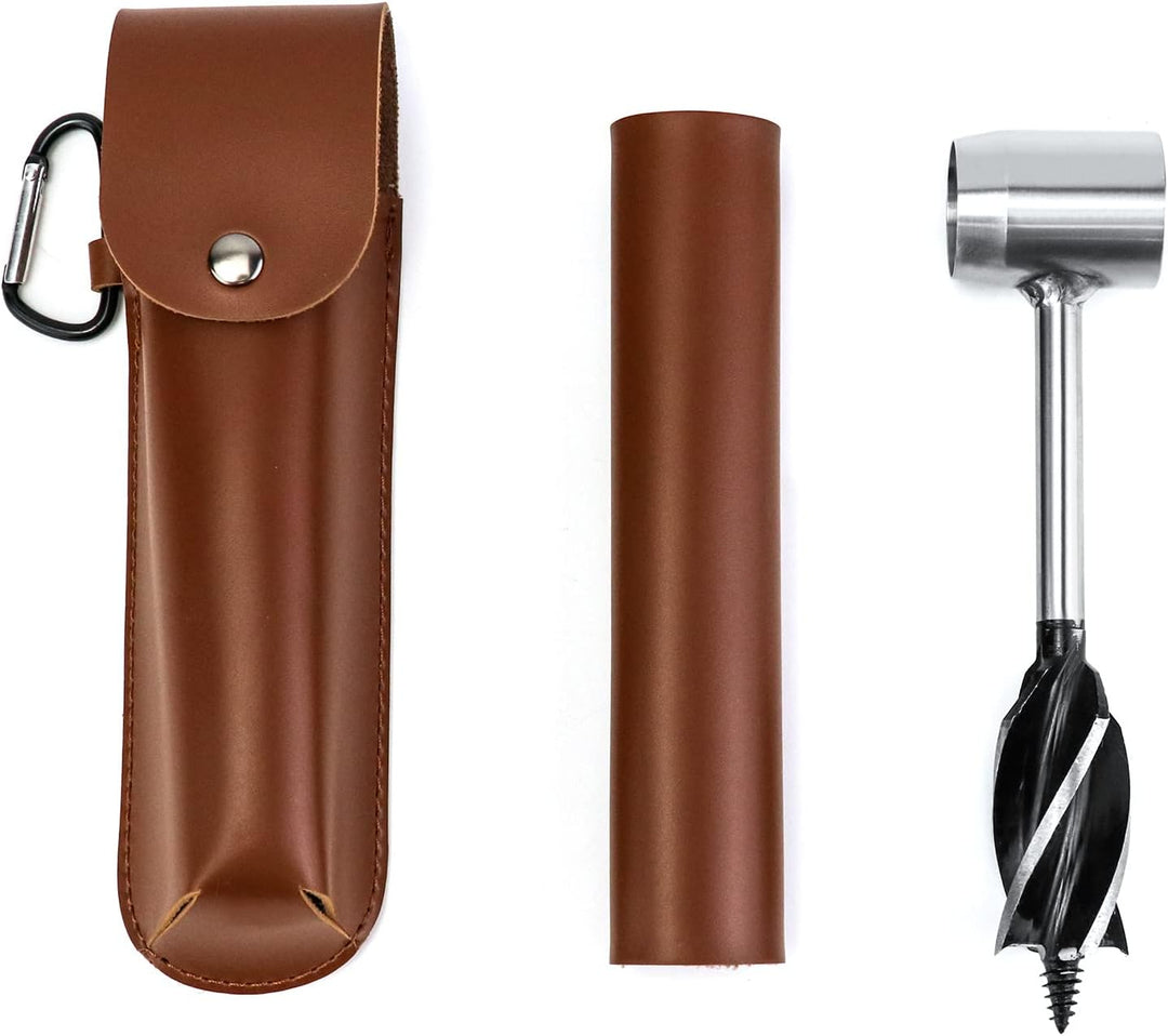 QWORK Handbohrmaschine, Holzbearbeitung Handbohrer manuelle Überlebensbohrer, mit Holster,für Campin
