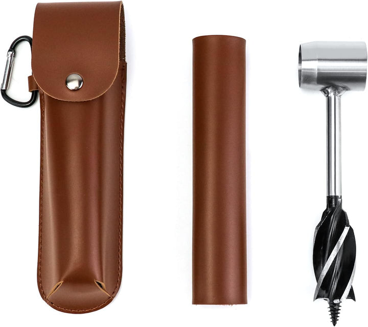 QWORK Handbohrmaschine, Holzbearbeitung Handbohrer manuelle Überlebensbohrer, mit Holster,für Campin