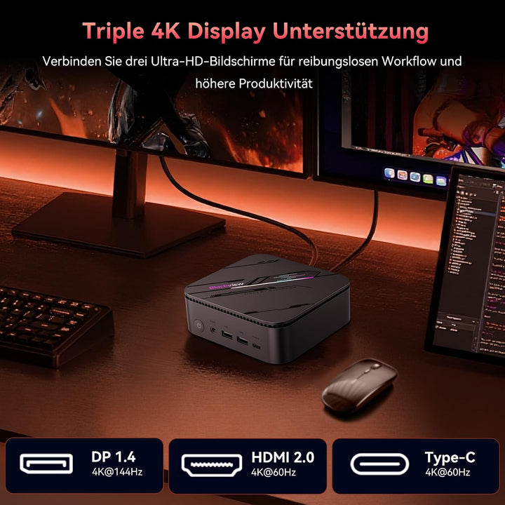 Blackview Mini PC MP100 Pro, 2026 AMD Ryzen 5 7430U, Win 11 Pro Kompakter Desktop-PC, 16GB RAM (rasa