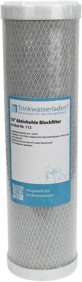 10x Trinkwasserladen 10" Aktivkohle Filter für Umkehrosmose, Kokos Filterkartusche, Trink- u. Brunne
