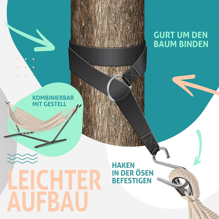 KESSER® Hängematte 320x150 cm belastbar bis 300 kg, wetterfeste & atmungsaktive Tuchhängematte mit F