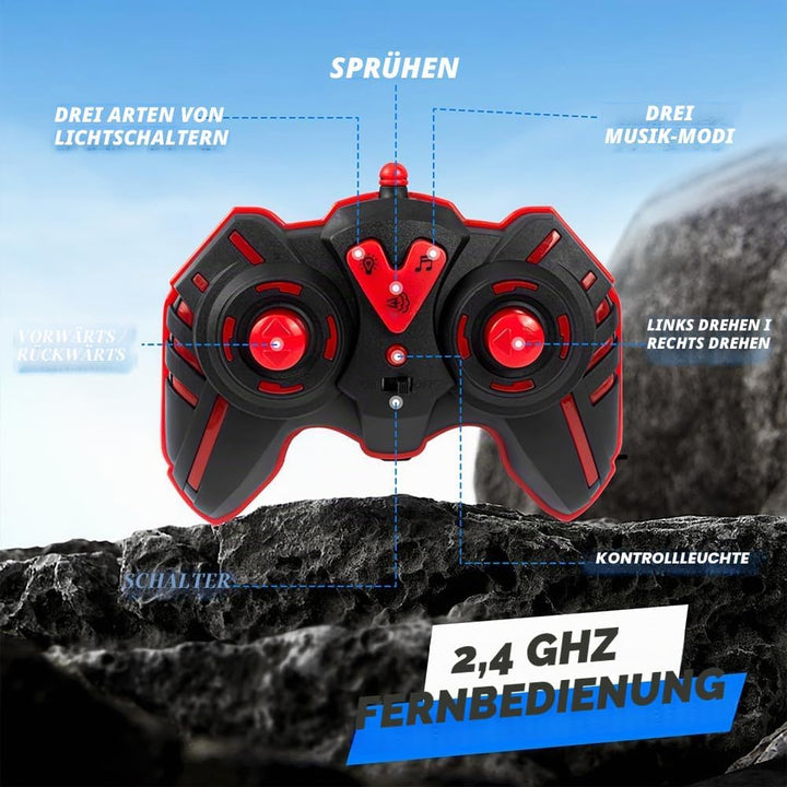 Rhybor Ferngesteuertes Auto Dinosaurier 1:16 Massstab RC Monster Truck Fernbedienung Auto mit Sprühn