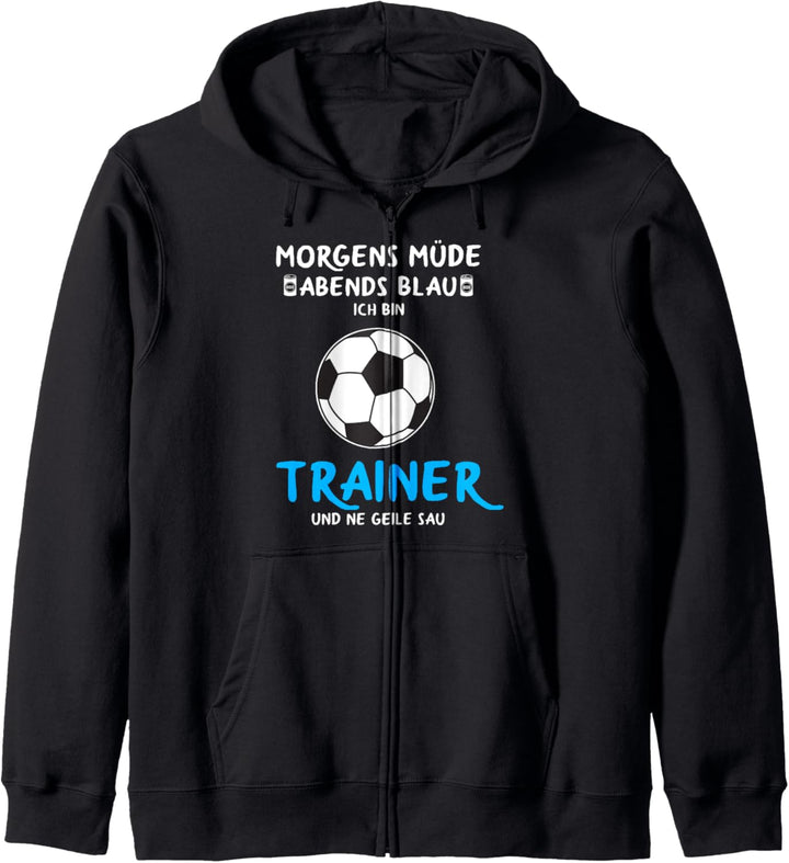 Fussball Trainer Morgens Müde Abend Blau Fussballtrainer Kapuzenjacke