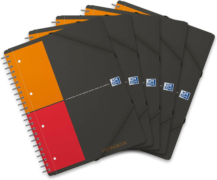 Oxford Meetingbook International A4, kariert, 160 Seiten, mit Gummizugmappe und 3 Einschlagklappen,