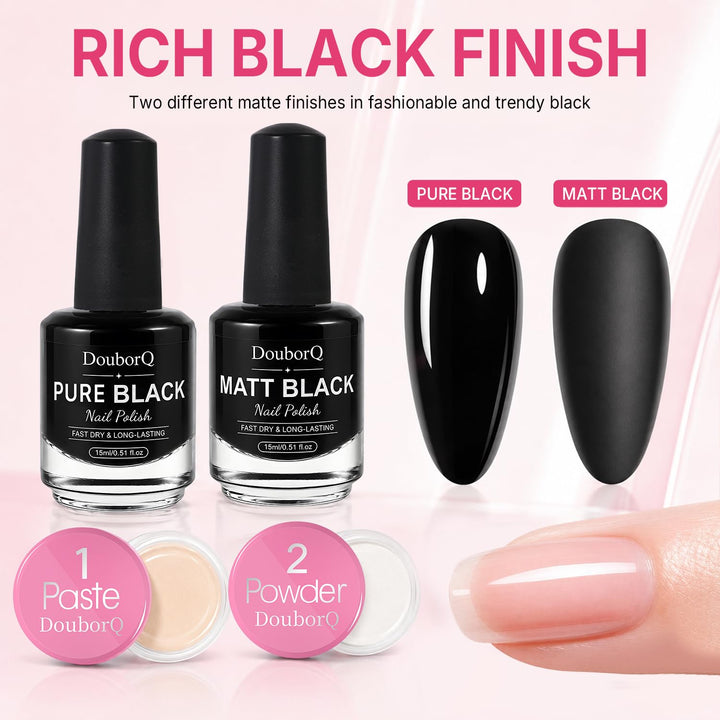 Major Dijit Schwarzer Nagellack Set, Klassisch Matt mit Nagelpflege Set Bllack NBK-Black-kit, Bllack