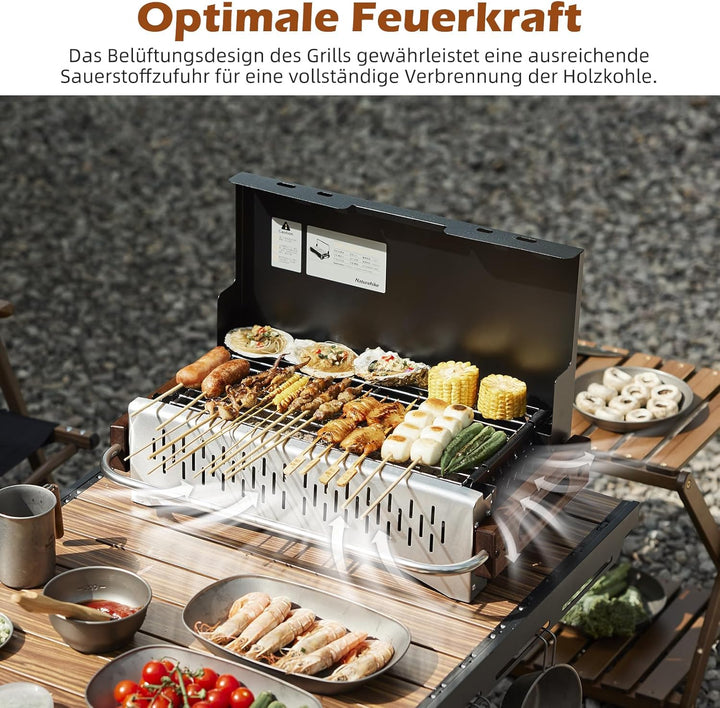 Naturehike Holzkohlegrill Klappgrill 50.2 x 32.8 x 33.5 cm Laptopgrill Portabel Mobil Campinggrill T