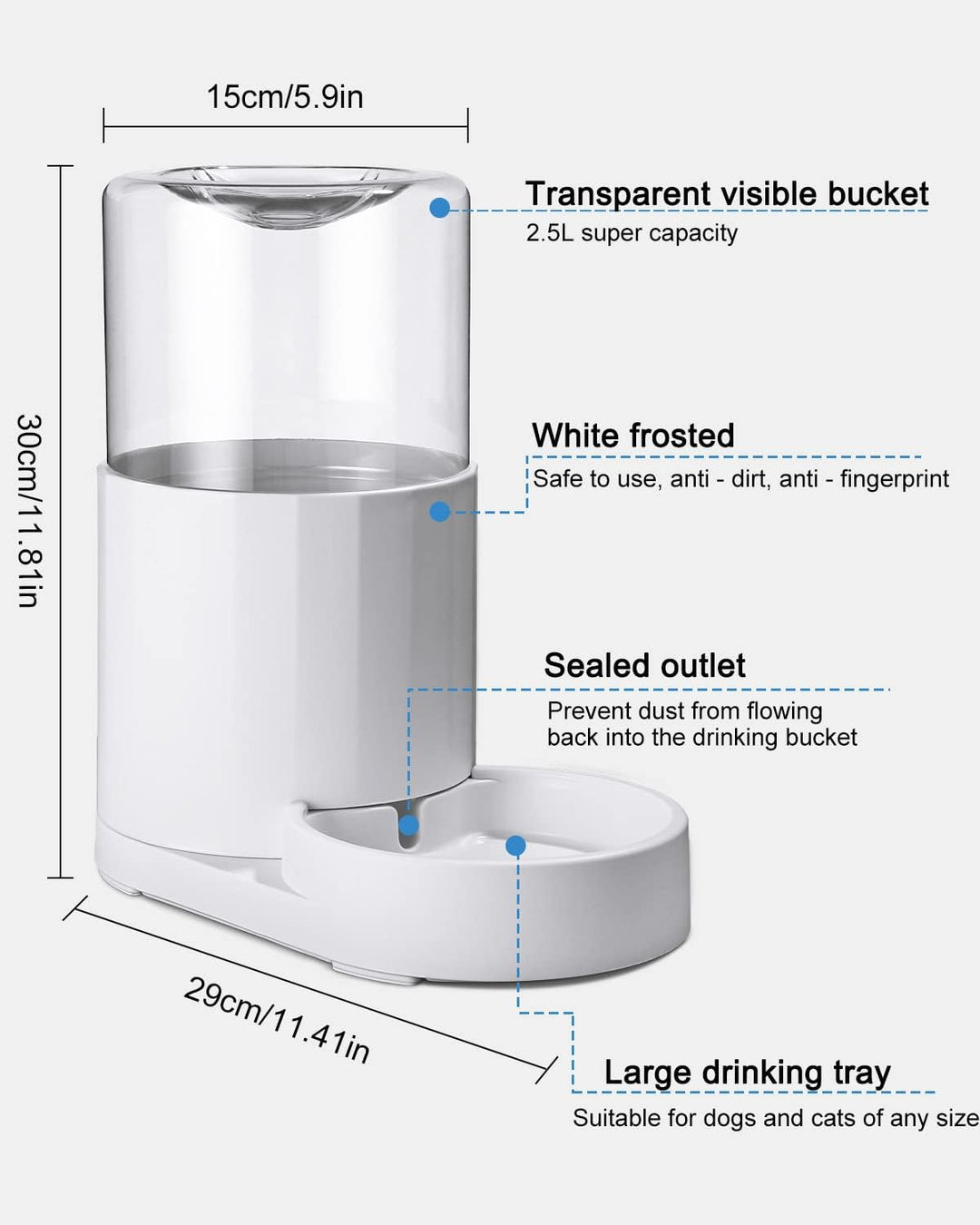 JOFLVA Haustier Automatischer Wasserspender, 2.5L Wasserspender Für Hunde Katze, Trinkbrunnen Für Ka