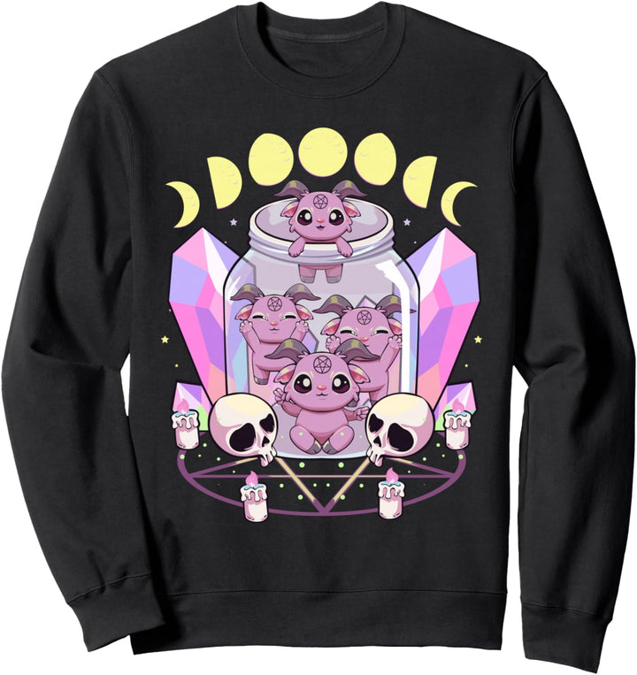 Pastel Goth Kawaii Okkulte Baphomet mit Pentagramm Mondphase Sweatshirt