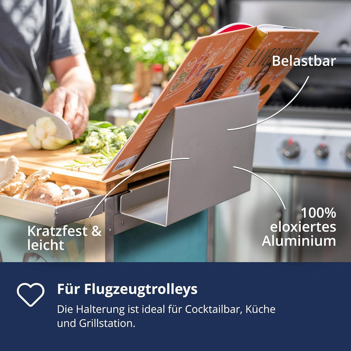 VanDeBord Flugzeugtrolley Tablet- & Kochbuchhalterung, Zubehör für Airlinetrolleys, Tablet Halter, B