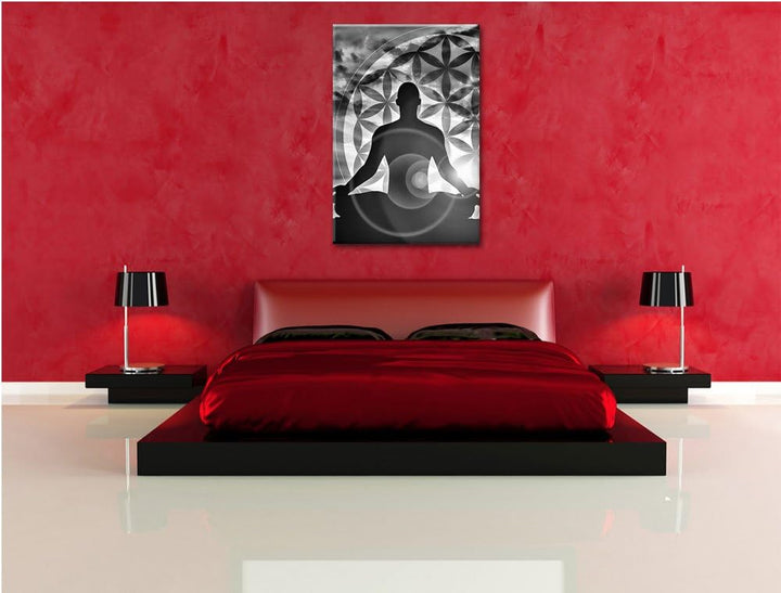 Pixxprint Mensch Blume des Lebens als Leinwandbild/Grösse: 100x70 / Wandbild/Kunstdruck/fertig bespa