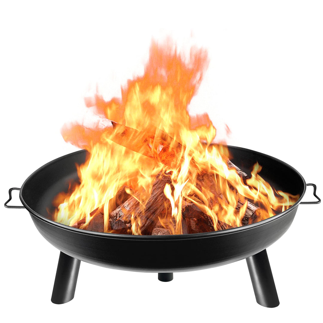 UISEBRT Feuerschale 80cm - Feuerstelle mit Griffen and 3 Füssen für Draussen Terrasse Garten Balkon