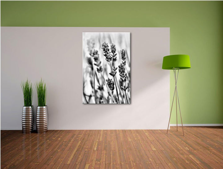 Monocrome, Lavendel , Format: 100x70 auf Leinwand, XXL riesige Bilder fertig gerahmt mit Keilrahmen,