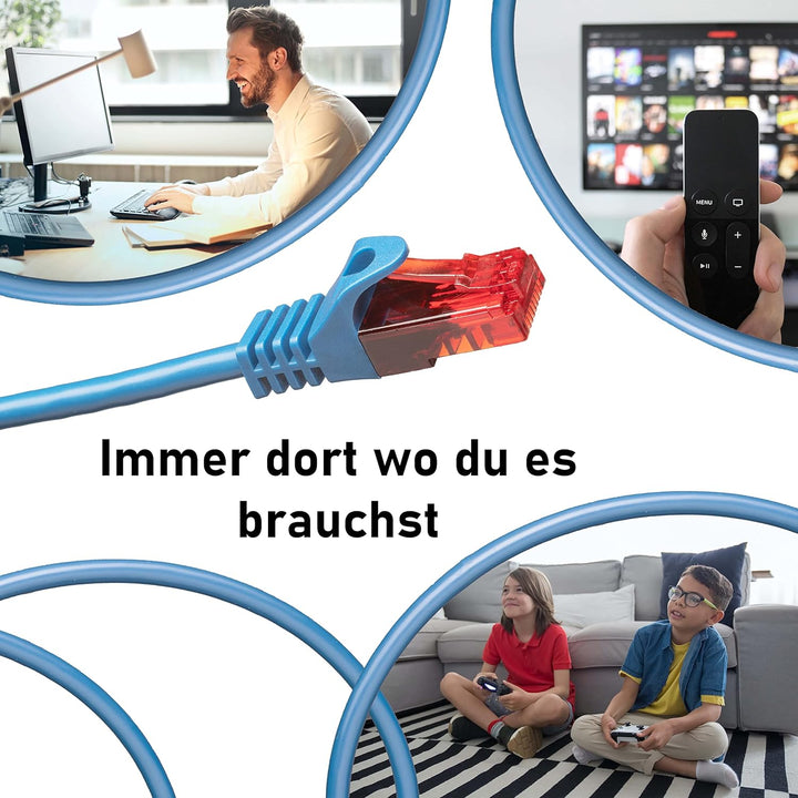 BIGtec - 5 Stück - 20m Gigabit Netzwerkkabel Patchkabel Ethernet LAN DSL Patch Kabel blau (2x RJ-45