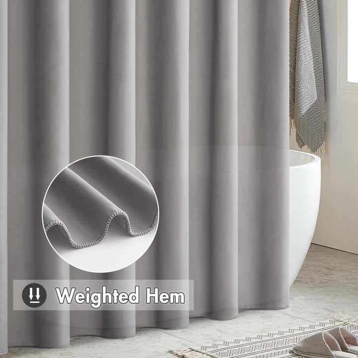 MIULEE Duschvorhang 240x200cm Grau Wasserdicht Badvorhang Anti-schimmel und Textil Waschbar Schnellt