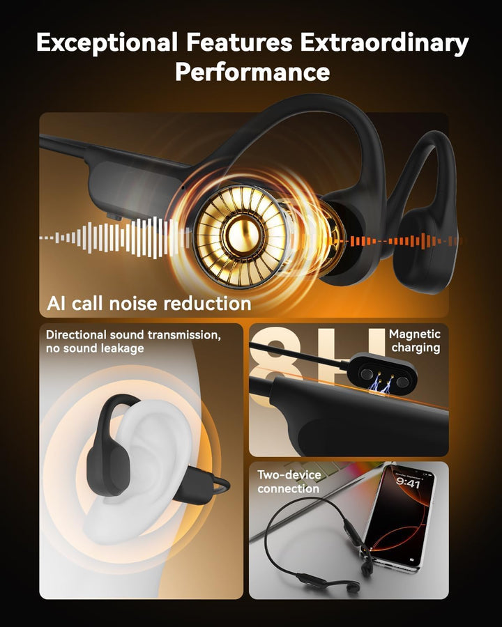 ANSTEN Knochenschall Kopfhörer Bluetooth 6.0, Echte Bone Conduction Headphones mit Klare Sprachübert