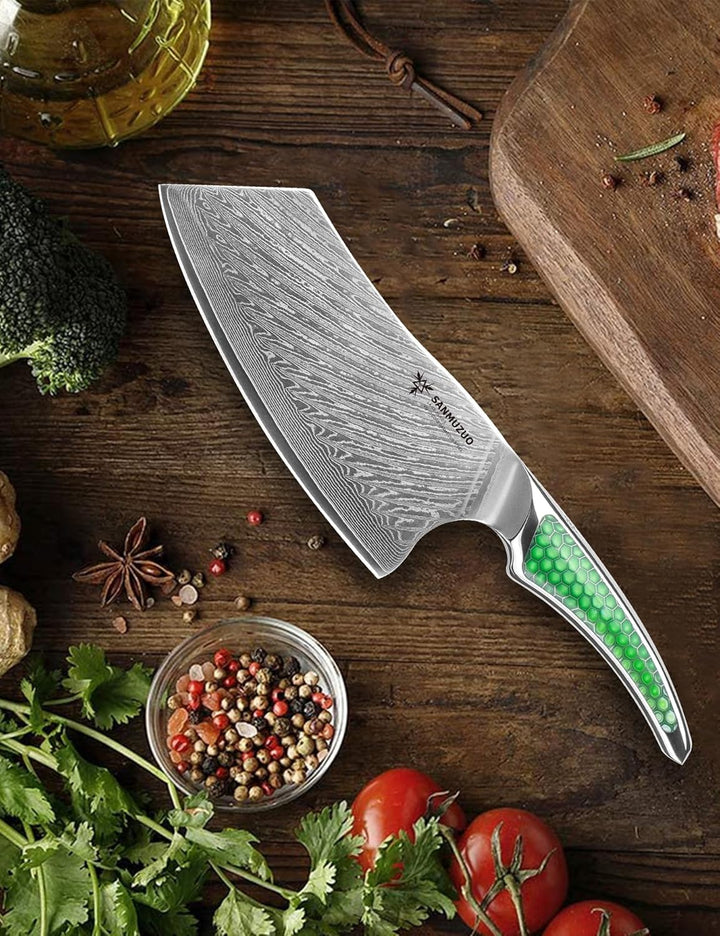 18CM Nakiri-Messer, Fleischerbeil aus Japanischem VG-10-Damaszenerstahl, ultrascharfes Gemüsemesser