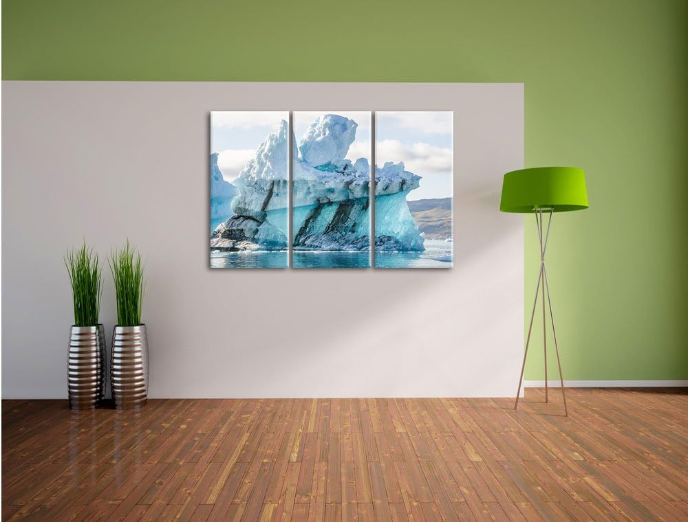 Pixxprint gigantischer Eisberg 3-Teiler Leinwandbild 120x80 Bild auf Leinwand