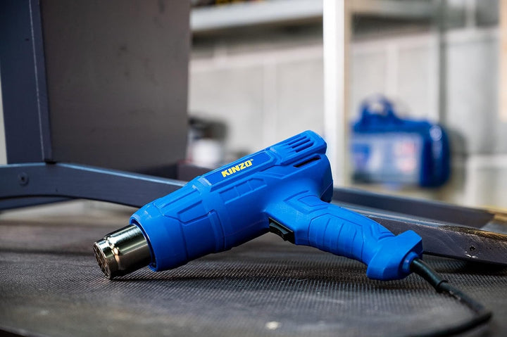 Kinzo Heissluftfön - 230V - Blau - 350 bis 600 Grad - 2 Heizstufen - Farbbrenner