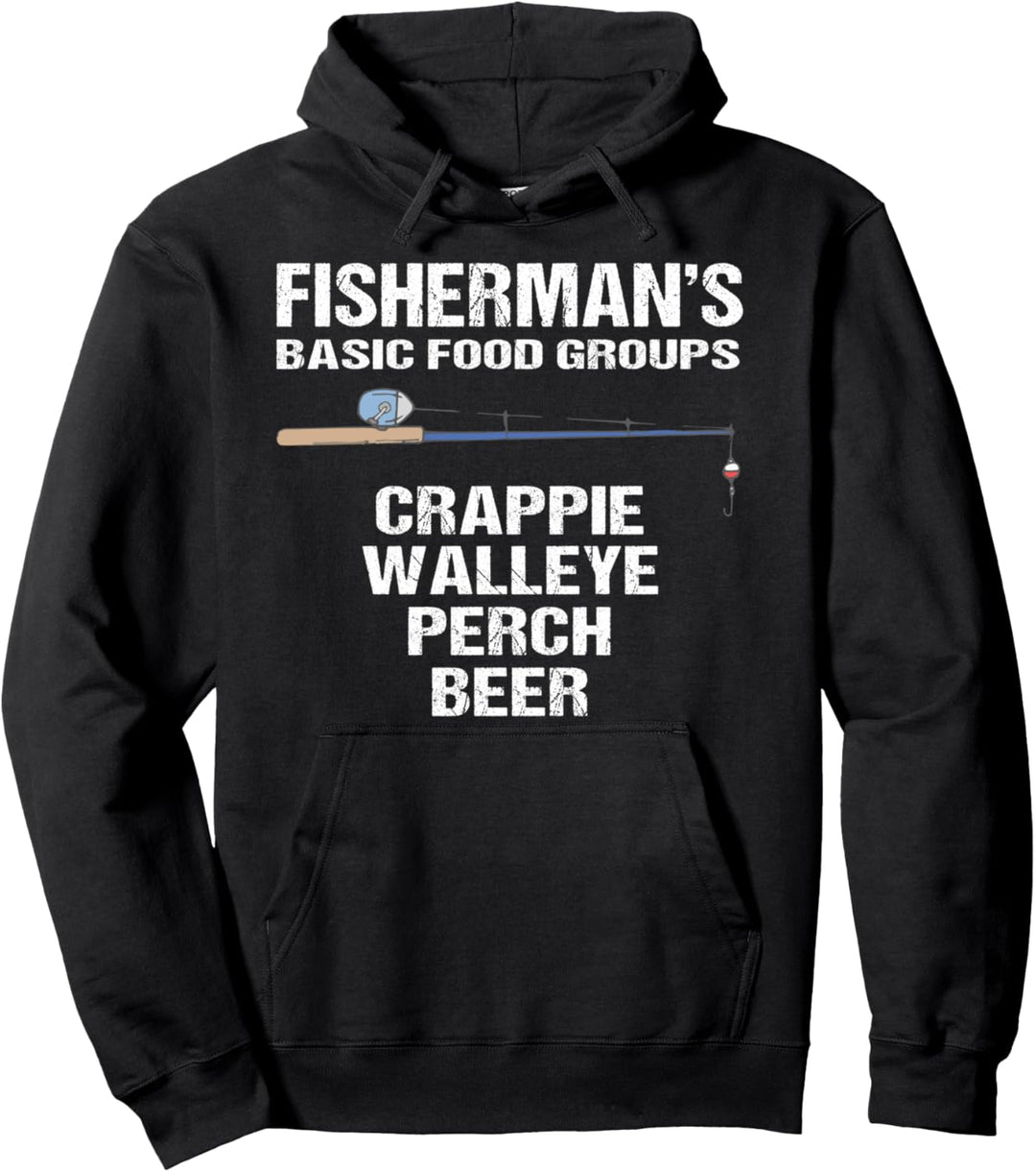 Fisherman Food Groups Funny Fishing Pullover Hoodie