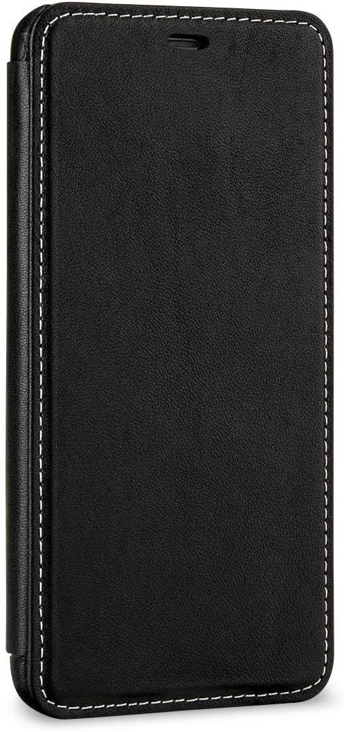 STILGUT Schutz-Hülle kompatibel mit iPhone XS Max Book Type aus Echtleder, schwarz Nappa, schwarz Na